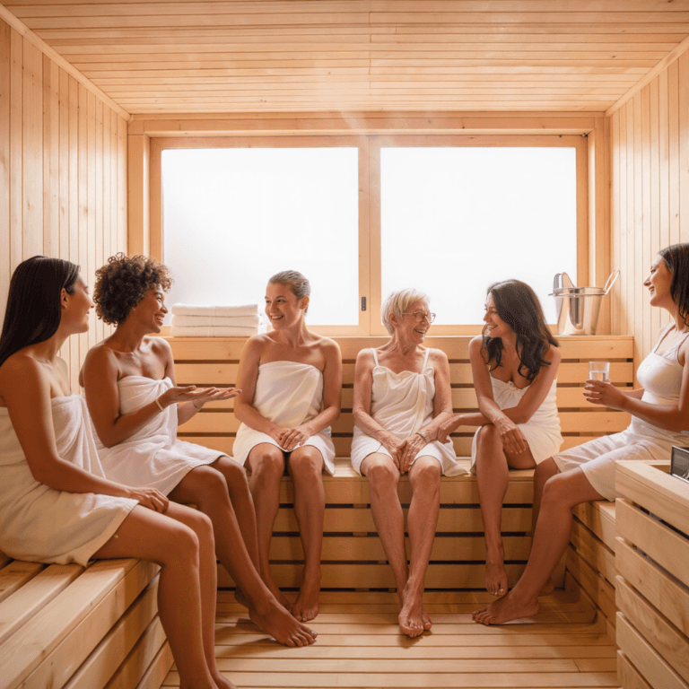 Is sauna gezond voor vrouwen - een groep vrouwen ontspannen in een sauna